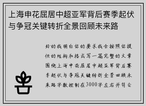 上海申花屈居中超亚军背后赛季起伏与争冠关键转折全景回顾未来路 上海申花屈居中超亚军背后赛季起伏与争冠关键转折全景回顾未来路